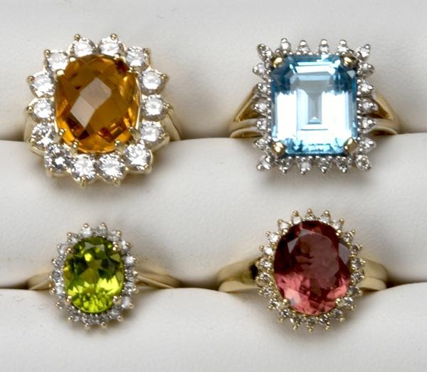 Appraisal: GOLD AND GEMSTONE RINGS Four rings in k with pink