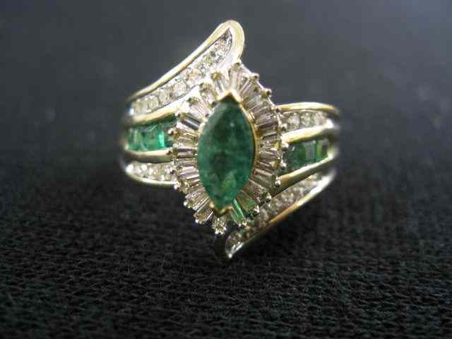 Appraisal: Emerald Diamond Ring five marquise square cut emerald totaling carats