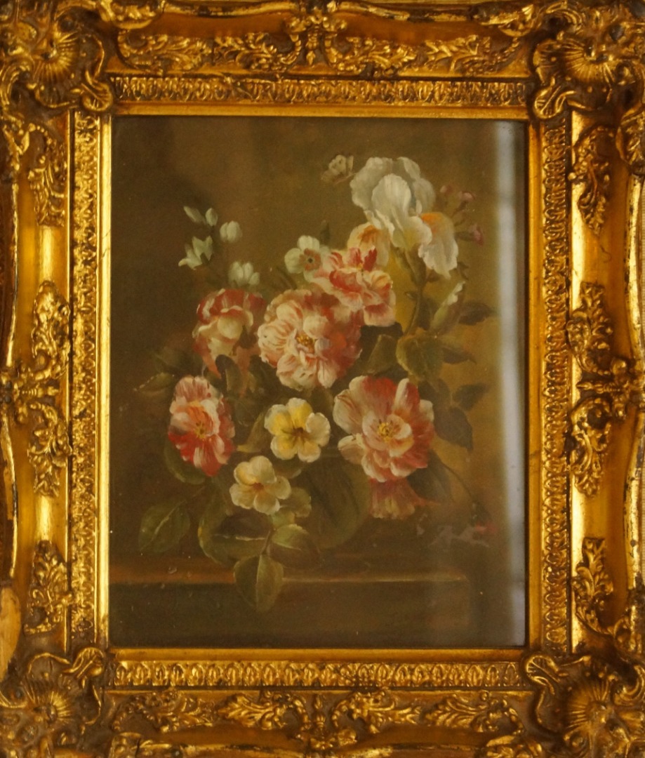 Appraisal: Jan Gutting th thC Floral still life oil on board