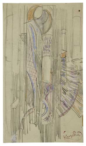 Appraisal: FRANTISEK KUPKA Vertical Study Pencil and color crayons on cream