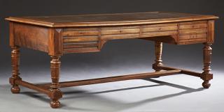 Appraisal: French Louis Philippe Style Carved Walnut Desk French Louis Philippe