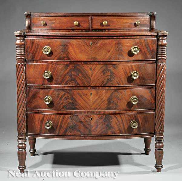 Appraisal: An American Late Federal Mahogany Gentleman's Chest of Drawers early