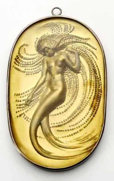 Appraisal: RENE LALIQUE Naiade mirror of clear glass with gold foil