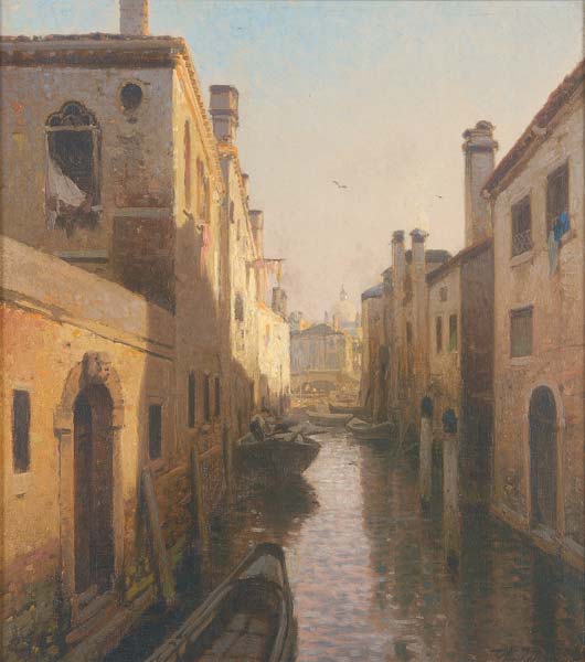 Appraisal: Hermann Herzog American - Sunset in Italy Oil on canvas