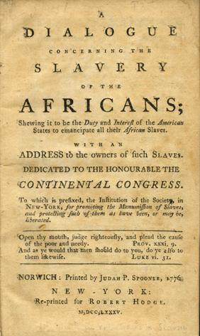 Appraisal: HOPKINS Samuel - A Dialogue Concerning the Slavery of the