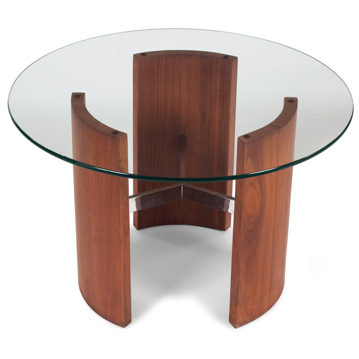 Appraisal: Vladimir Kagan coffee occasional table attribution s three curved walnut