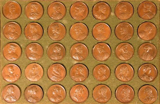 Appraisal: Jean Dassier - cased set of thirty five bronze medallions