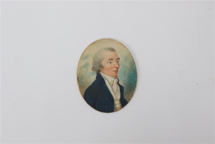 Appraisal: Early American handpainted Portrait Miniature on Ivory of Gentleman in