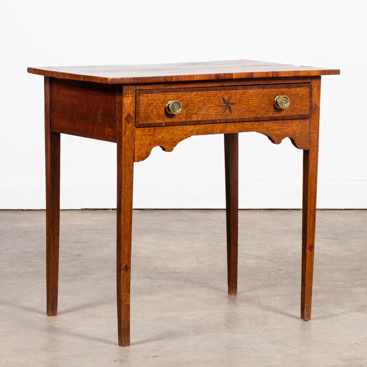 Appraisal: PROVINCIAL HEPPLEWHITE INLAID OAK TABLE C English circa Provincial Hepplewhite