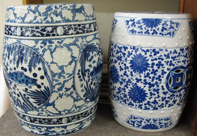 Appraisal: TWO CHINESE PORCELAIN GARDEN STOOLS both barrel shaped vessels decorated