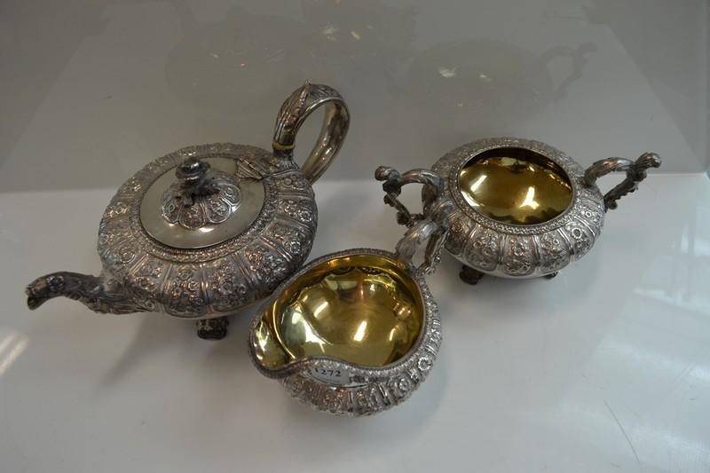 Appraisal: LATE GEORGIAN STERLING SILVER THREE PIECE TEA SET BY HENRY