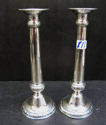 Appraisal: PAIR OF GORHAM STERLING SILVER CANDLESTICKS chased and engraved banding