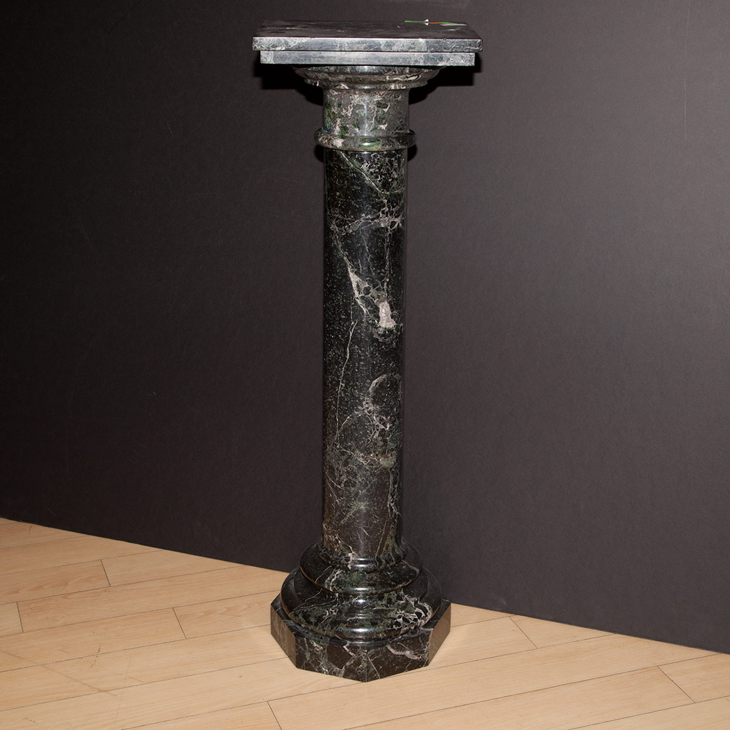 Appraisal: Neoclassical Style Dark Green Marble Pedestal th Century The rectangular