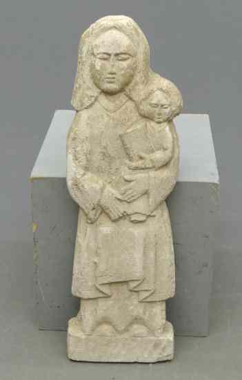 Appraisal: Cement mother and child figure '' Ht