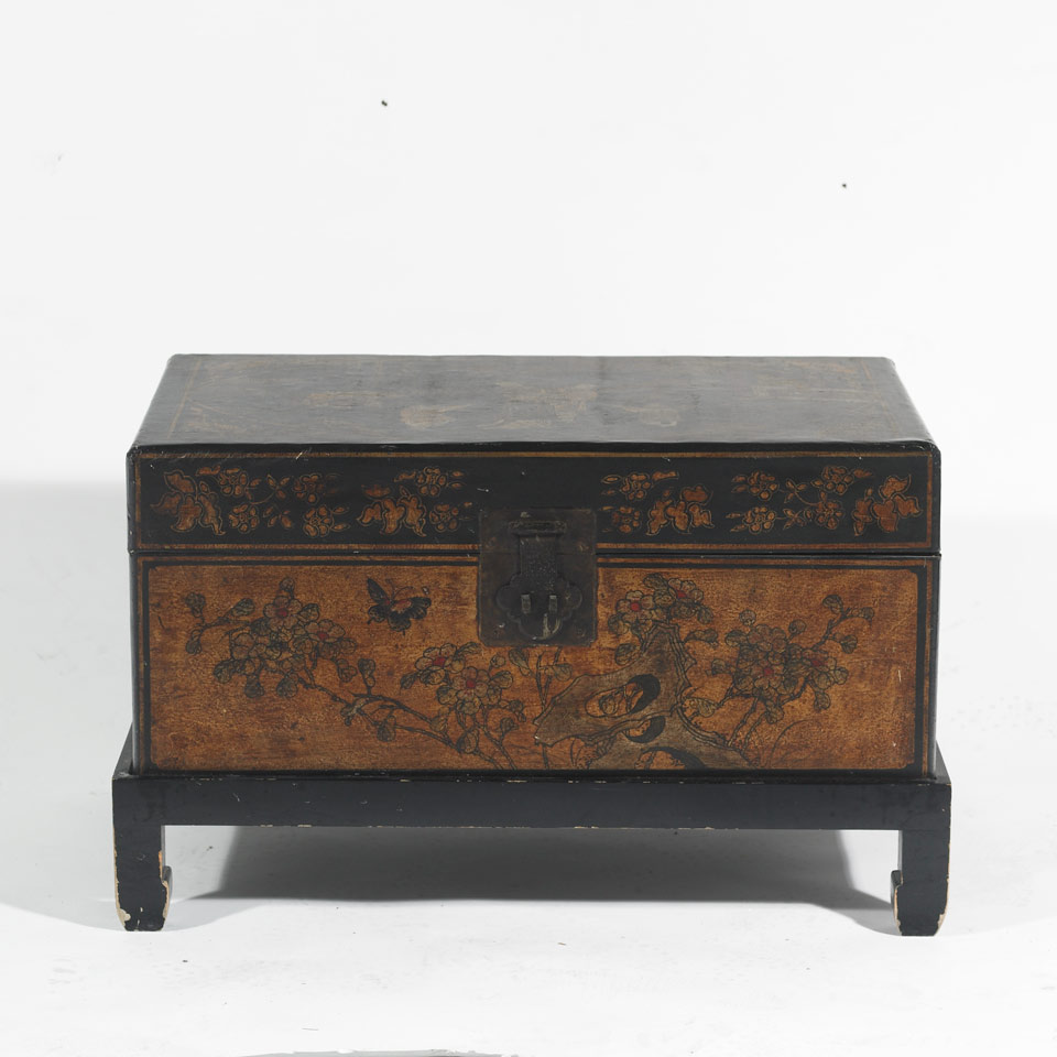 Appraisal: Black Lacquered and Gilt Decorated Wood Storage Chest Daoguang Mark