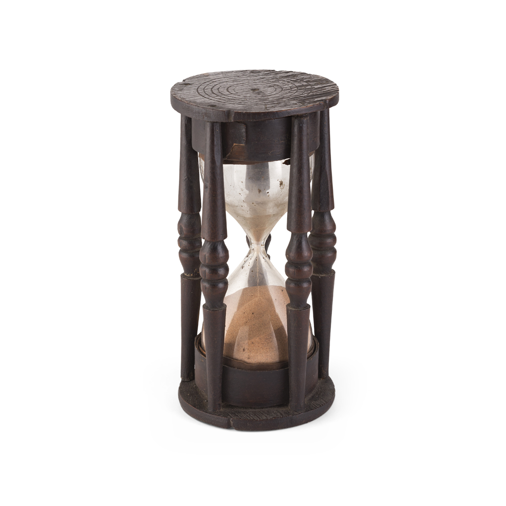 Appraisal: OAK CASED HOUR GLASS TH CENTURY of typical form with