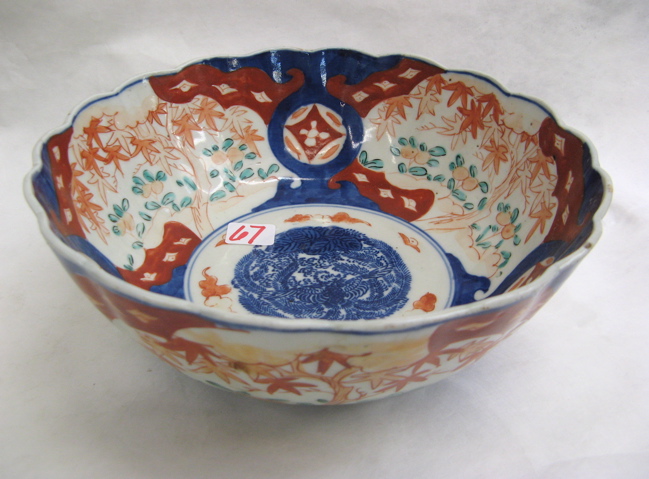 Appraisal: JAPANESE IMARI GLAZED POTTERY BOWL with rust blue and green