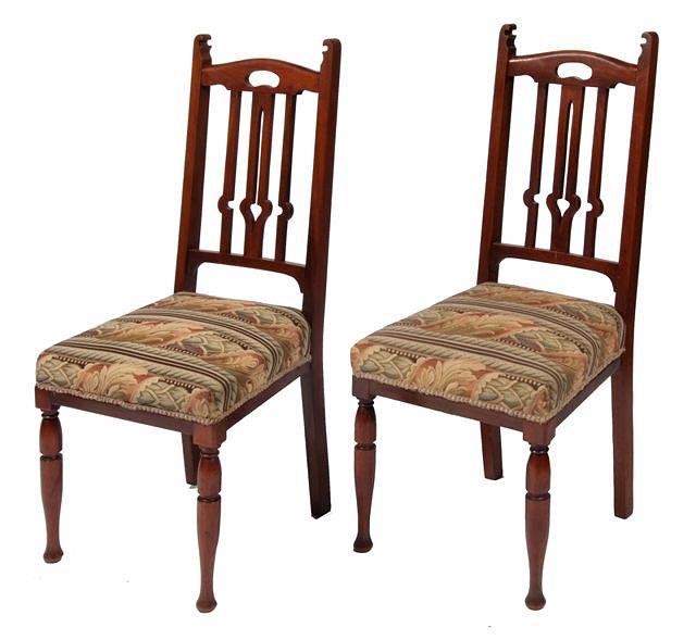 Appraisal: A SET OF SIX ART NOUVEAU WALNUT DINING CHAIRS with