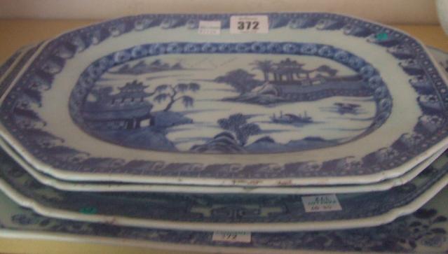 Appraisal: Four Chinese blue and white serving dishes th Century of