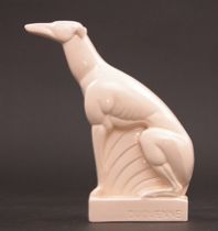 Appraisal: Duquenne Art Deco Greyhound Art deco glazed porcelain statue of