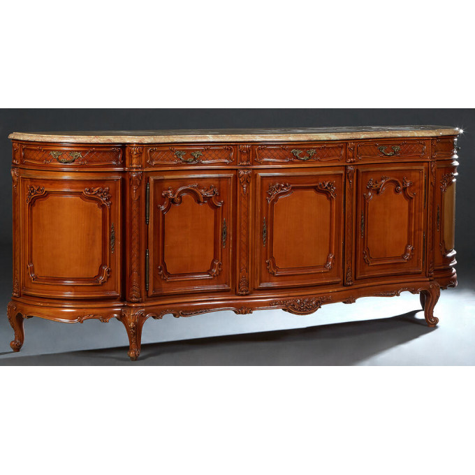 Appraisal: French Louis XV Style Carved Cherry Marble Top Sideboard th