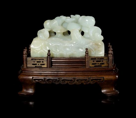 Appraisal: Sale Lot A Celadon Jade Carving depicting two snails crawling