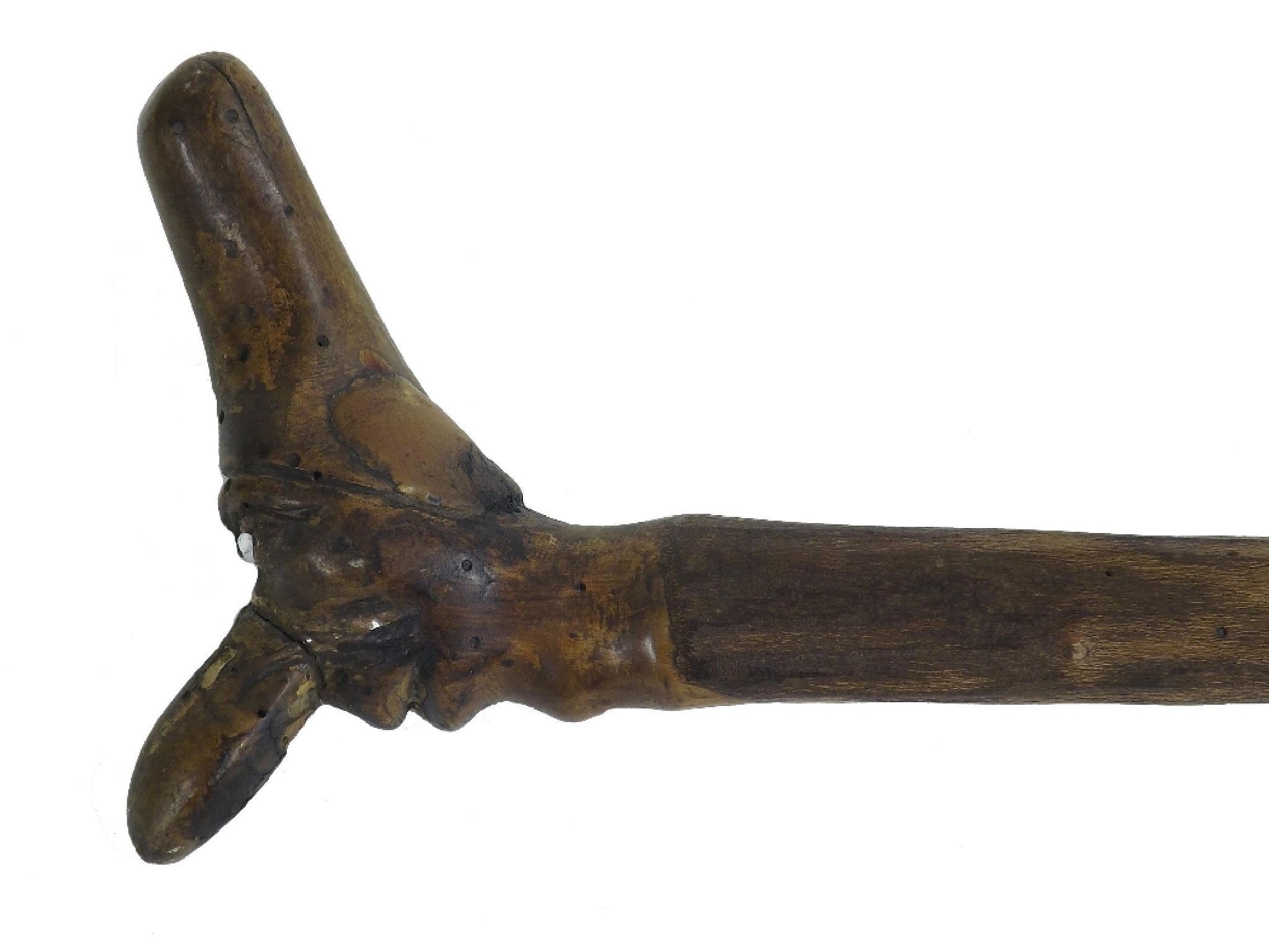 Appraisal: Antique novelty carved walking stick modelled with a comical face