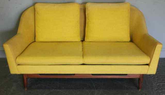 Appraisal: Midcentury Love Seat Labeled ''Jens Risom Design '' From a