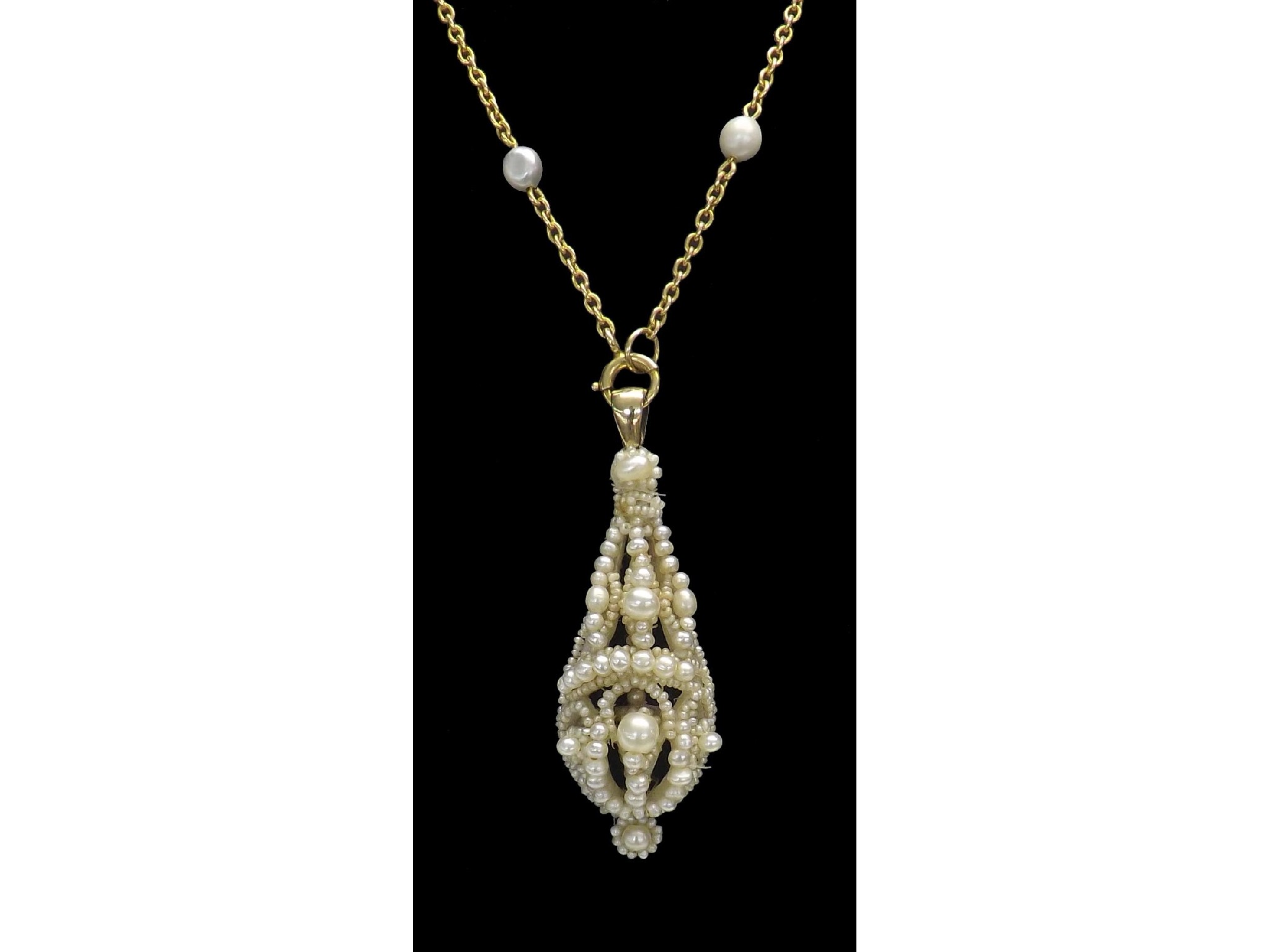 Appraisal: ct cultured pearl necklet with a seed pearl pendant necklet