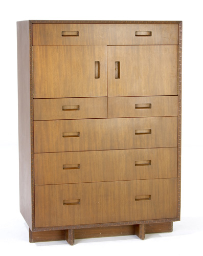 Appraisal: FRANK LLOYD WRIGHT HENREDON Mahogany dresser with six drawers and