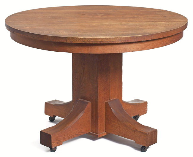 Appraisal: Arts amp Crafts dining table pedestal form with four legs