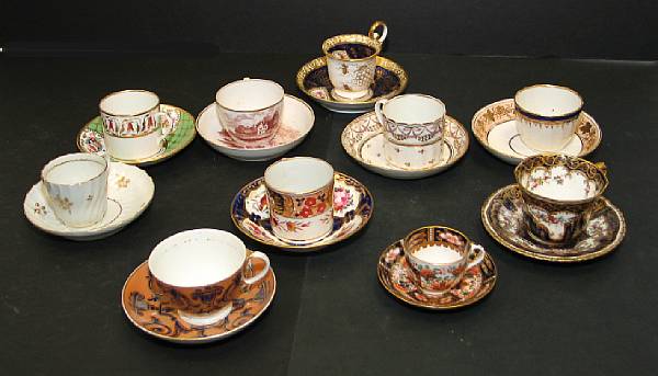 Appraisal: An assembled group of English porcelain cups and saucers late