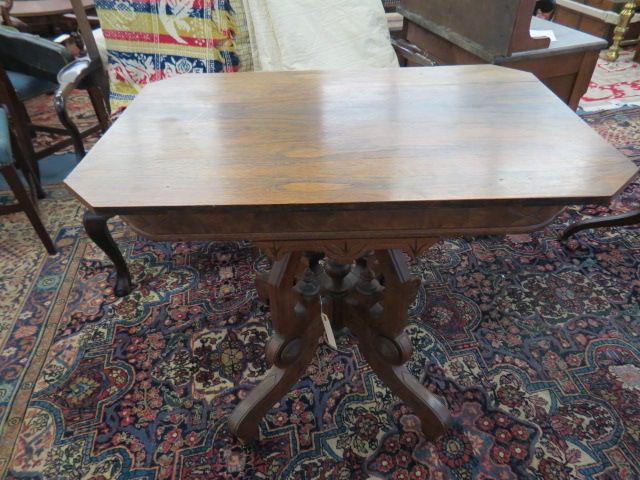 Appraisal: Victorian Library Table carvedEastlake design rosewood top