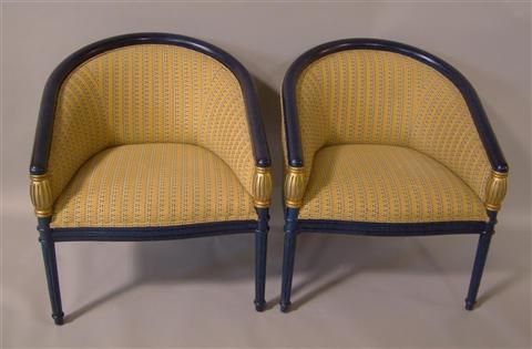 Appraisal: PAIR OF EGYPTIAN STYLE TUB CHAIRS Probably from the Luxor