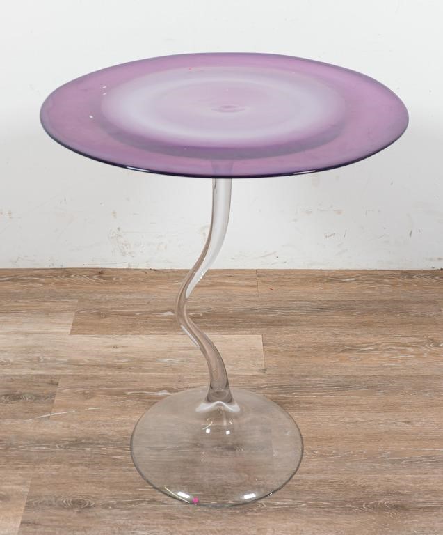 Appraisal: ART GLASS END TABLEArt glass end table H x diameter