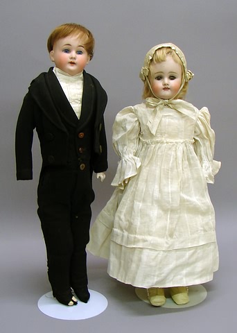 Appraisal: Pair of German shoulderhead dolls COD - DEP male doll