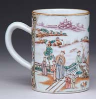 Appraisal: CHINESE EXPORT FAMILLE ROSE MANDARIN PALLETT CYLINDRICAL MUG Circa With