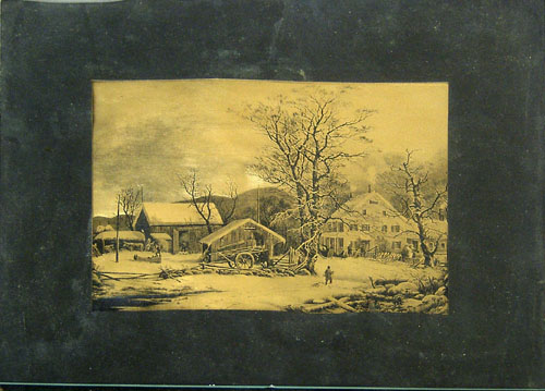 Appraisal: Set of six Currier and Ives printed gold foil landscapes