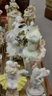 Appraisal: Two tray lots with porcelain and ceramic figures and figural