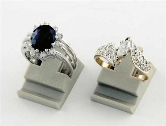 Appraisal: Sapphire and diamond ring and diamond ring ct oval-cut blue