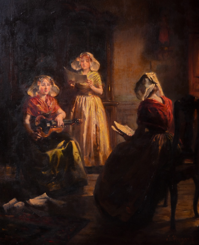 Appraisal: HUGARD Claude Sebastien French - Practice for the Recital Oil