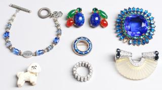 Appraisal: Costume Jewelry Pieces Comprising a gold-tone metal and white enamel