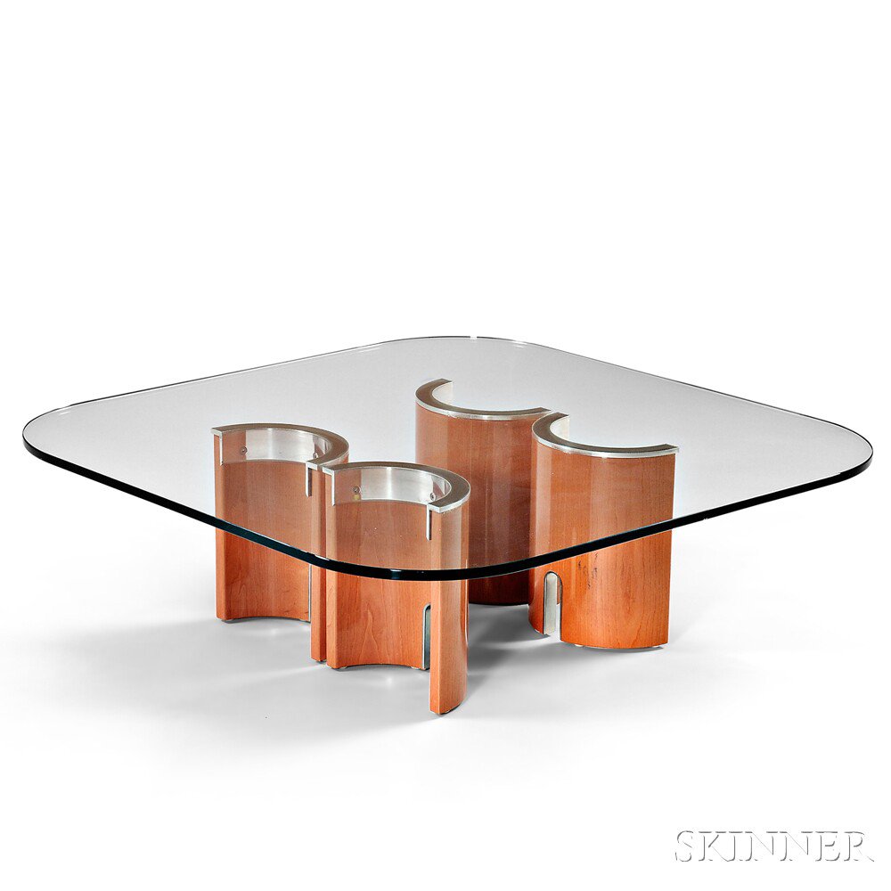 Appraisal: Saporiti Italia Glass Coffee Table Glass metal Italy s Glass