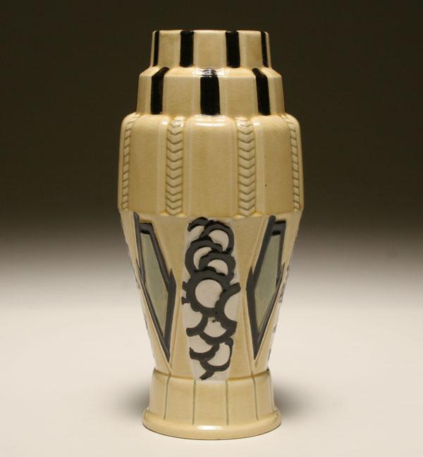 Appraisal: Orchies French Art Deco vase with alternating geometric decoration Impressed