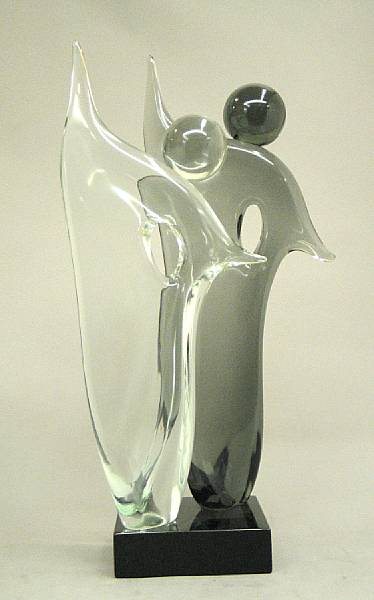 Appraisal: A Contemporary glass sculpture of two figures Each stylized dancing