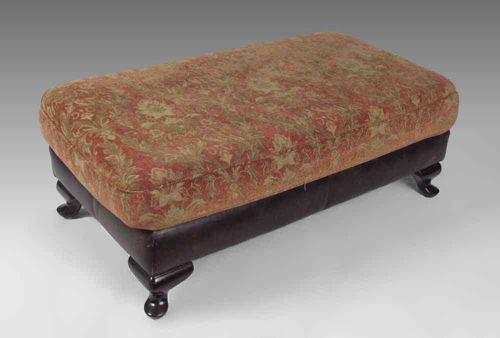 Appraisal: BERNHARDT LEATHER OTTOMAN Matching ottoman to previous lots A ''