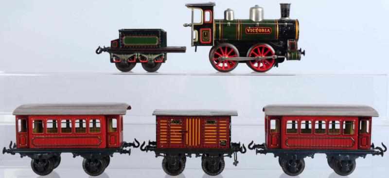 Appraisal: Tinplate Bing -Gauge Victoria Train Set Includes steam-type engine marked