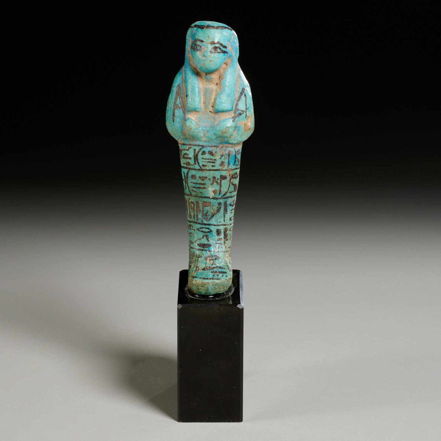 Appraisal: LARGE ANCIENT EGYPTIAN FAIENCE USHABTI EX MUSEUM Possibly rd Intermediate