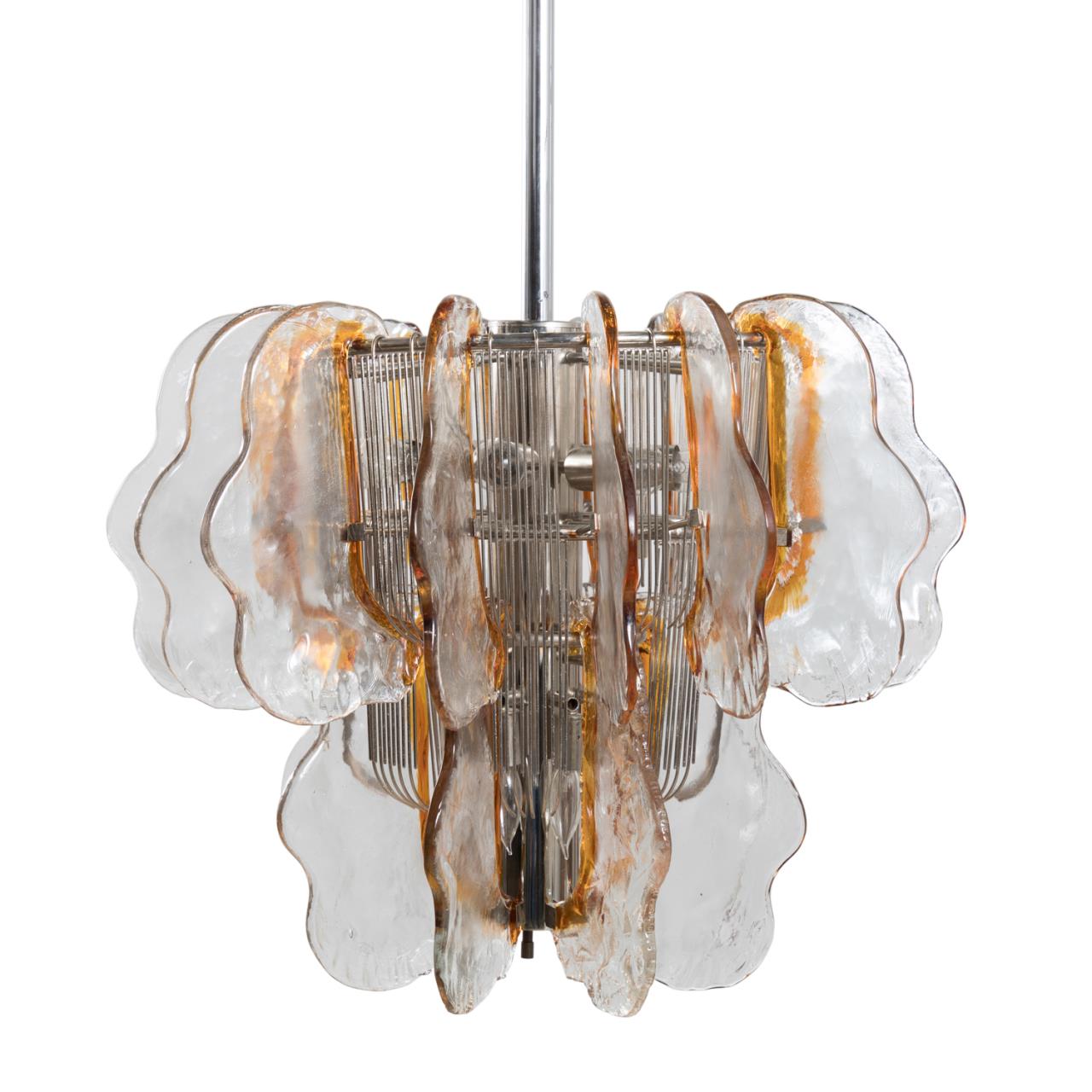 Appraisal: MURANO AMBER ART GLASS CHANDELIER Mid Century Modern Italian Murano