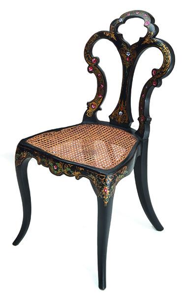 Appraisal: HAND PAINTED LACQUERED VICTORIAN SALON CHAIR WITH CANE SEAT